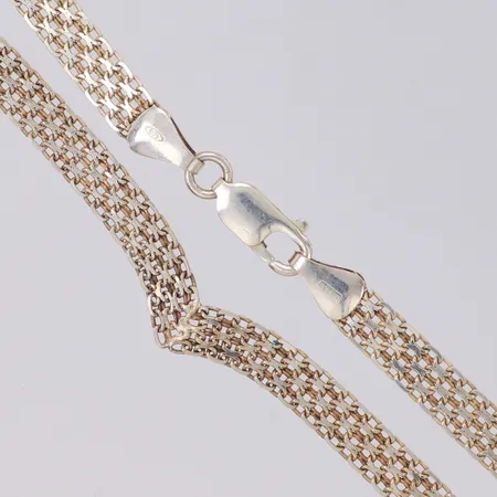 Collier, X-länk, längd 44cm, bredd 5,7mm, Guldfynd, 925/1000 silver Vikt: 10,9 g