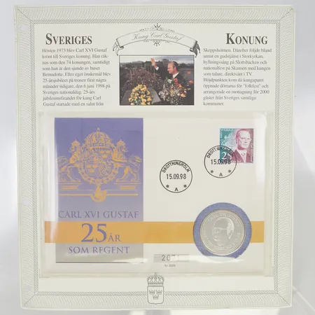 Minnesmynt, Carl XVI Gustaf 25år som regent, 925/1000 Silver 27g.