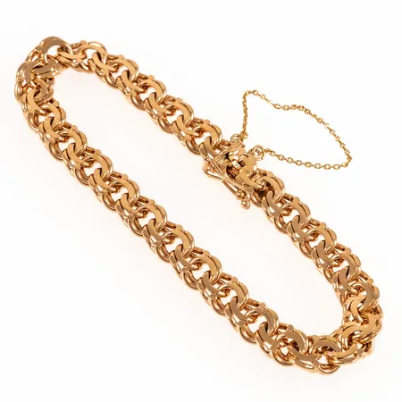 Armband Bismarck 19,5cm bredd 7,7mm, säkerhetskedja, 18K 25,6g.