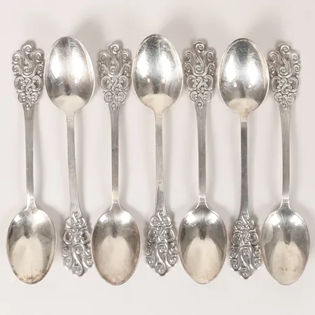 Sju skedar modell Boheme, längd 11,5cm, GAB, silver 830/1000 Vikt: 67,5 g