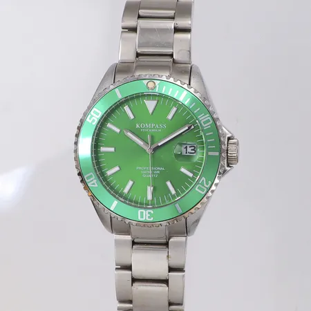 Herrur Kompass Stockholm, stål, quartz, Ø40mm, datum, certifikat 2017, box, ytterkarotng