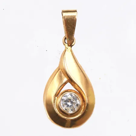 Hänge med sten, längd: 25mm, 18K. Vikt: 1,1 g
