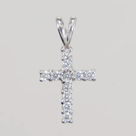 Hänge kors med vita stenar, 18x10mm, 925/1000 silver Vikt: 0,8 g