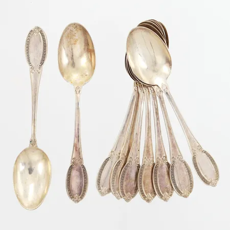 Nio Kaffeskedar längd: 11cm, silver 800/1000 Vikt: 100,5 g