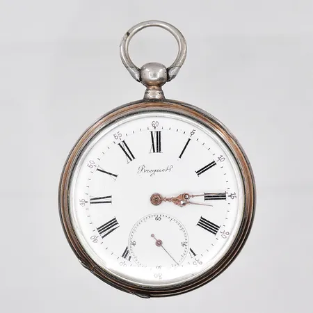 Fickur Breguet nyckeldragare Ø 50,5mm silver 800/1000 medföljande nyckel och kedja, etui