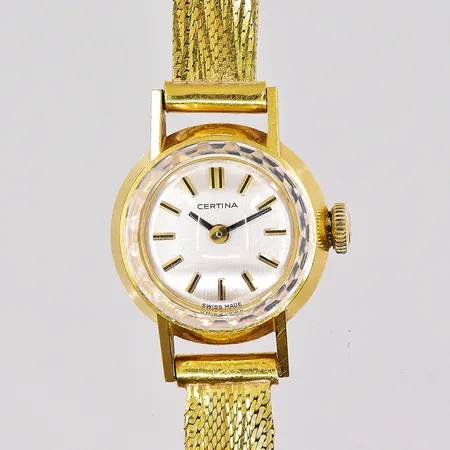 Damur Certina 18K Ø 17mm manuell armband längd 17cm inklusive ögla 18K, trög krona fungerar ej 