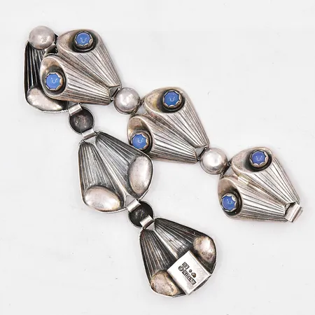 Armband blå stenar längd 19cm bredd 24mm Alton silver 8300/1000 Vikt: 25,2 g