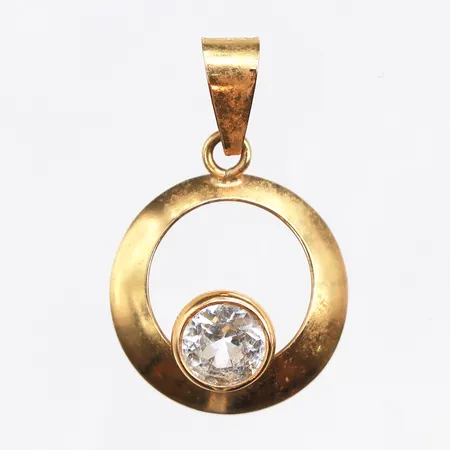 Hänge med vit sten, längd:19,5mm, bredd:12,5mm, 18K. Vikt: 0,6 g
