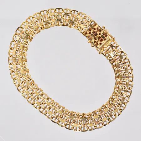 Armband X-länk med stav längd 18cm bredd 9,5mm Antar Guld AB 18K Vikt: 14,8 g