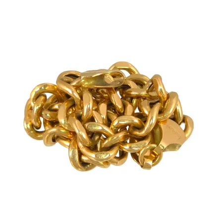 Armband Pansar, 18K guld, ej massiv modell, Guldfynd (GHA), längd 22,0 cm, bredd 7 mm, tjocklek 2,7 mm, länkbitar med intryckningar Vikt: 10,8 g