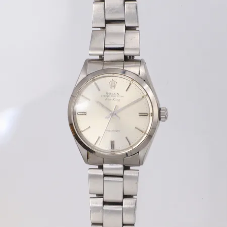 Herrur Rolex Oyster Perpetual Air-King Precision, stål, automat, Ø34mm, ref-nr 5500, serie-nr 3590791, cal 1520, boett-nr 1002, plexiglas repigt, bruksskick, serviceetui, inga övriga tillbehör