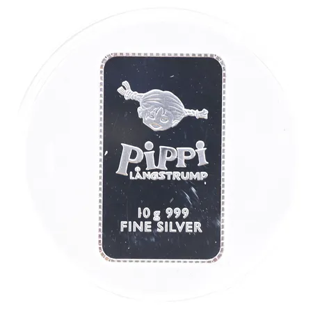Silvertacka , Astrid Lindgren/Pippi Långstrump, 10g, 999/1000 silver, original förpackning.