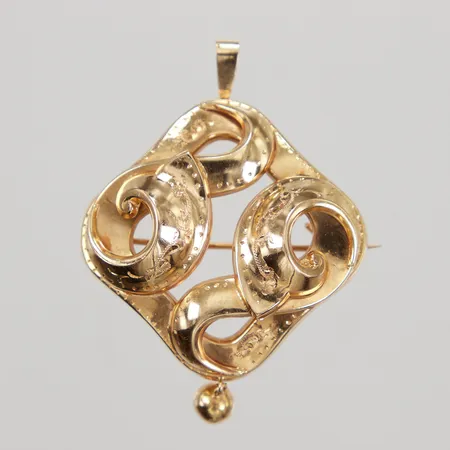 Brosch/hänge längd inklusive ögla 55mm, bredd 40mm, Guldvaruhuset AB år 1947, 18K, Vikt: 9,5 g