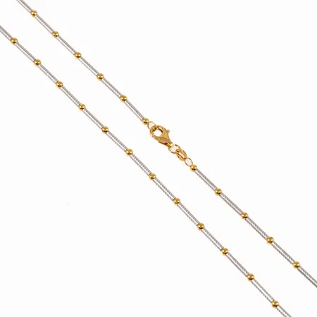 Collier 41,5cm med stavar och kulor, bredd 1,6-2,3mm, vit- och gult guld 18K 8,9g. 