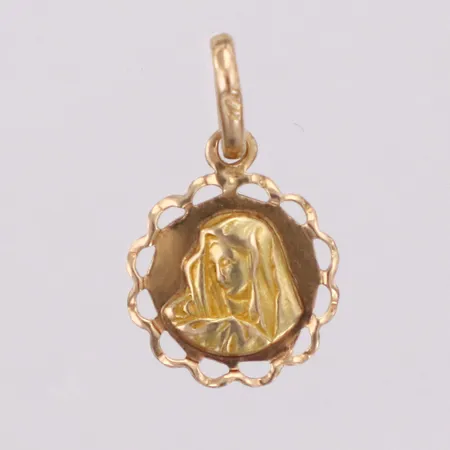 Hänge Jungfru Maria längd 15mm bredd 10mm, 14K Vikt: 0,5 g