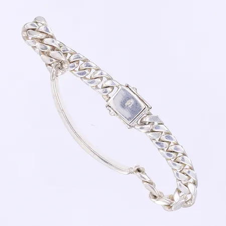 Armband pansarlänk med namnplatta längd 17cm bredd 8mm kistlås silver 925/1000 Vikt: 32,1 g
