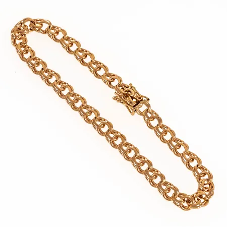 Armband Bismarck 19,5cm bredd 5,7mm, något slitna länkar närmast låset, 18K 11,0g.