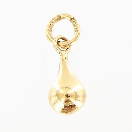 Hänge droppe längd 14mm, bredd 5mm, smärre skevheter, 18K Vikt: 0,3 g