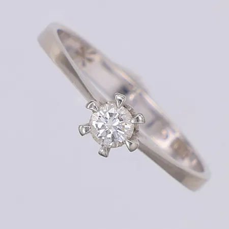 Ring diamant 1 x ca 0,17ct stl:16¾ stjärnringen, vitguld, 18K Vikt: 1,8 g