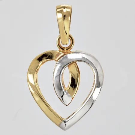 Hänge hjärta vit&gult guld längd: ca 2cm bredd: ca 11mm GHA 18K  Vikt: 0,5 g