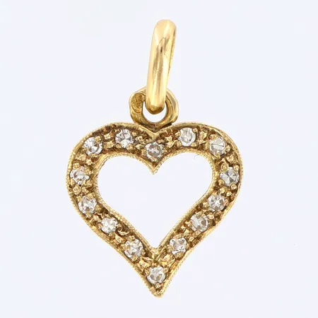 Hänge hjärta diamanter 14 x ca 0,01ct, längd 13mm, bredd 15mm, 18K Vikt: 1,2 g