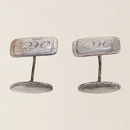 Manschettknappar 16,1-12,6mm skeva gravyr silver 830/1000 Vikt: 6,2 g