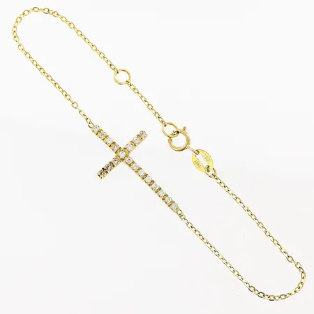 Armband med kors och vita stenar, längd 16,5-18cm, bredd 1-14mm, 18K Vikt: 2,2 g
