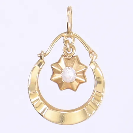 Hänge med vit sten höjd 24mm inkl öglan 18K Vikt: 1,2 g