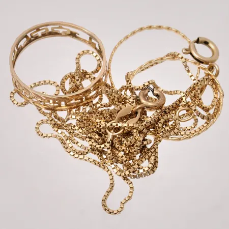 Diverse defekt guld, 14K, 5,77g.