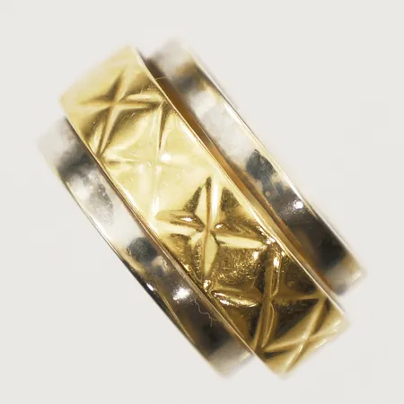 Ring stl:18½ bredd 11,9mm rödguld/vitguld 18K Vikt: 8,4 g