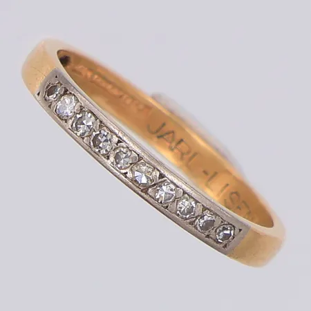 Ring diamanter 10 x ca0,01ct 8/8slipade stl:15¾, gravyr, 18K Vikt: 1,9 g