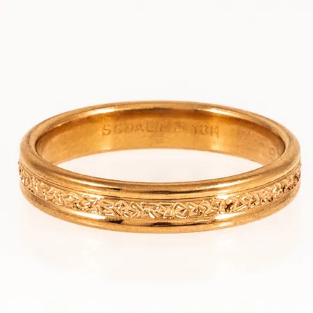 Ring Schalins mönstrad stl:21 bredd 4,4mm, gravyr, 18K 6,5g.