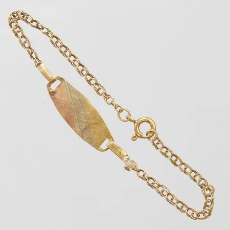 Armband skadat, ihopknutet med tråd, 18K, bruttovikt 1,1g Vikt: 1,1 g