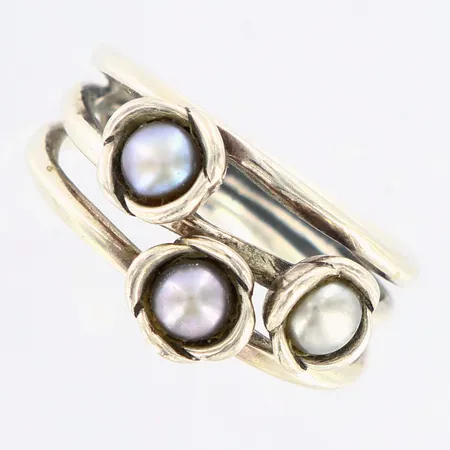 Ring Pandora ALE, odlade pärlor Ø4mm, stl 17¼, bredd 4,5-11mm, original ask, 925/1000 Silver Vikt: 6,1 g