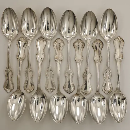 12 bordsskedar modell Patricia 17,5cm i tyglinda silver Vikt: 551,8 g