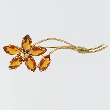 Brosch med citriner 53,5x22,5mm 18K. Vikt: 3,9 g