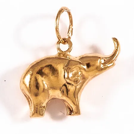 Hänge elefant bredd 16mm längd 16mm, svag buckla, 18K 0,7g.