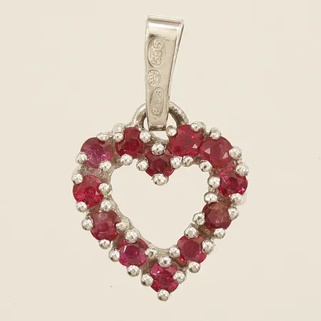 Hänge med rosa stenar längd 17,2mm bredd 10,6mm 14K Vikt: 0,9 g