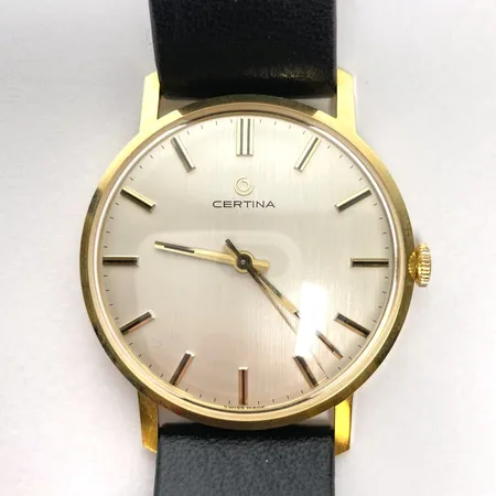 Armbandsur Certina manuel Ø33mm läderband 18K Bruttovikt: 32,1g