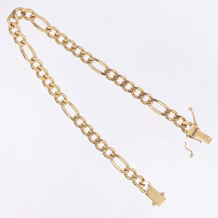 Armband Balestra figarolänk längd 20cm bredd 5mm kistlås defekt ena låsåttan trasig 18K Vikt: 16 g