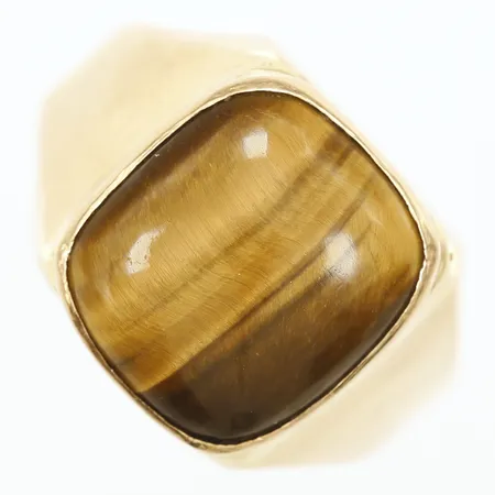 Ring med tigeröga stl:21 bredd 4,7mm 18K bruttovikt 8,6g Vikt: 8,6 g