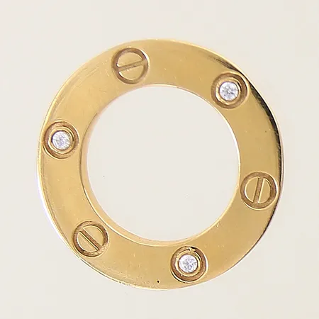 Hänge med vita stenar Ø24,5mm repig, utländska stämplar, OBS! Ej märkesdesign 18K Vikt: 5,7 g