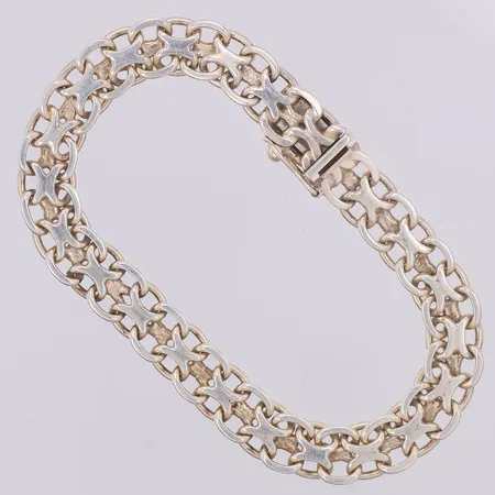Armband X-länk 18,5cm bredd 8,5mm Svedbom år 1965, 830/1000 silver Vikt: 16 g