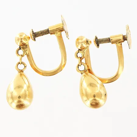 Örhängen droppar längd 17mm, bredd 1,5-6mm, skruvfästen, skevheter, 18K Vikt: 2,5 g