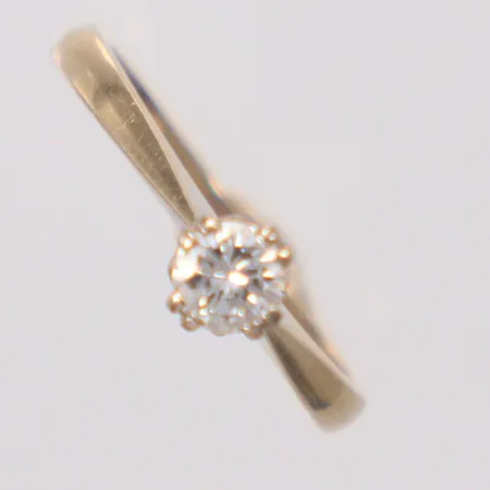 Ring diamant vitguld 0,27ct W/SI, GFAB stl:16¼ 18k  Vikt: 2,5 g