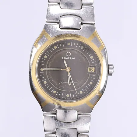 Armbandsur Omega Seamaster quartz Ø21mm defekt löst urverk hårt bruksslitage
