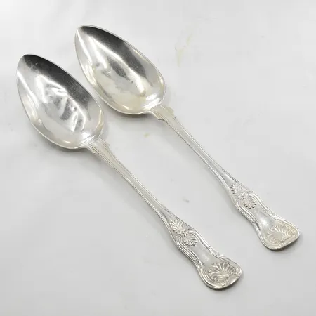 2 Bordsskedar snäckmodell, längd 21cm, E.Norlander, 1860-tal, gravyr baksida skaft, silver. Vikt: 103,8 g