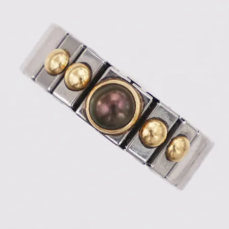 Ring flexiibel skena stål med gulddetaljer 18K från stl:17, bruttovikt: 4,8 gram Vikt: 4,8 g