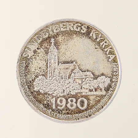 Lokalmynt 150 kronor Sundbybergs Kyrka 1980 Ø27mm silver 925/1000 Vikt: 10 g