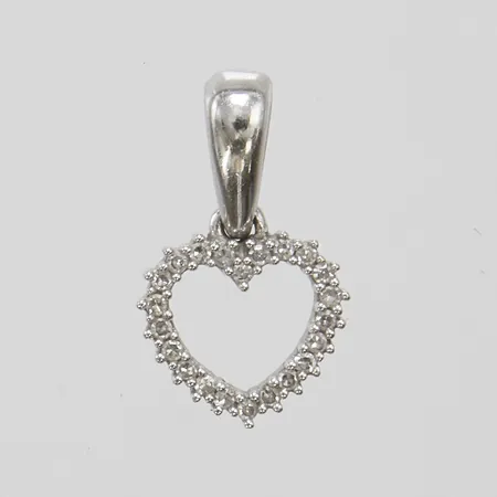 Hänge hjärta med diamanter 22 x ca.0,0025ct, 8/8-slipade, 13x7,8mm, GHA, vitguld, 18K Vikt: 0,5 g